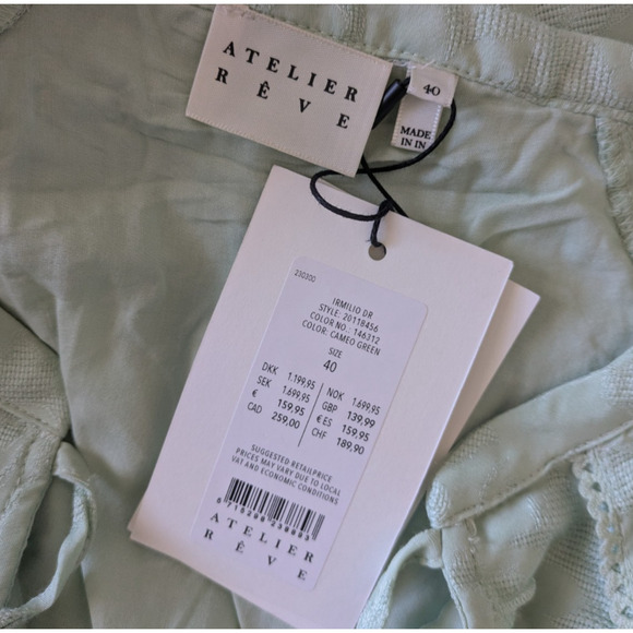 Atelier Reve Milio Light Green Pastel Floral Print Maxi Dress New Size 40 Large - Picture 3 of 7